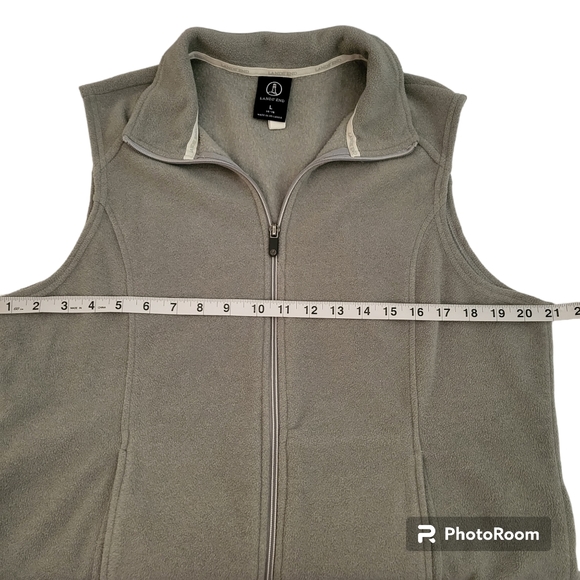 Women's Fleece Polartec Size Large 14-16 Lands End Gray Zip Up Vest - Picture 9 of 10
